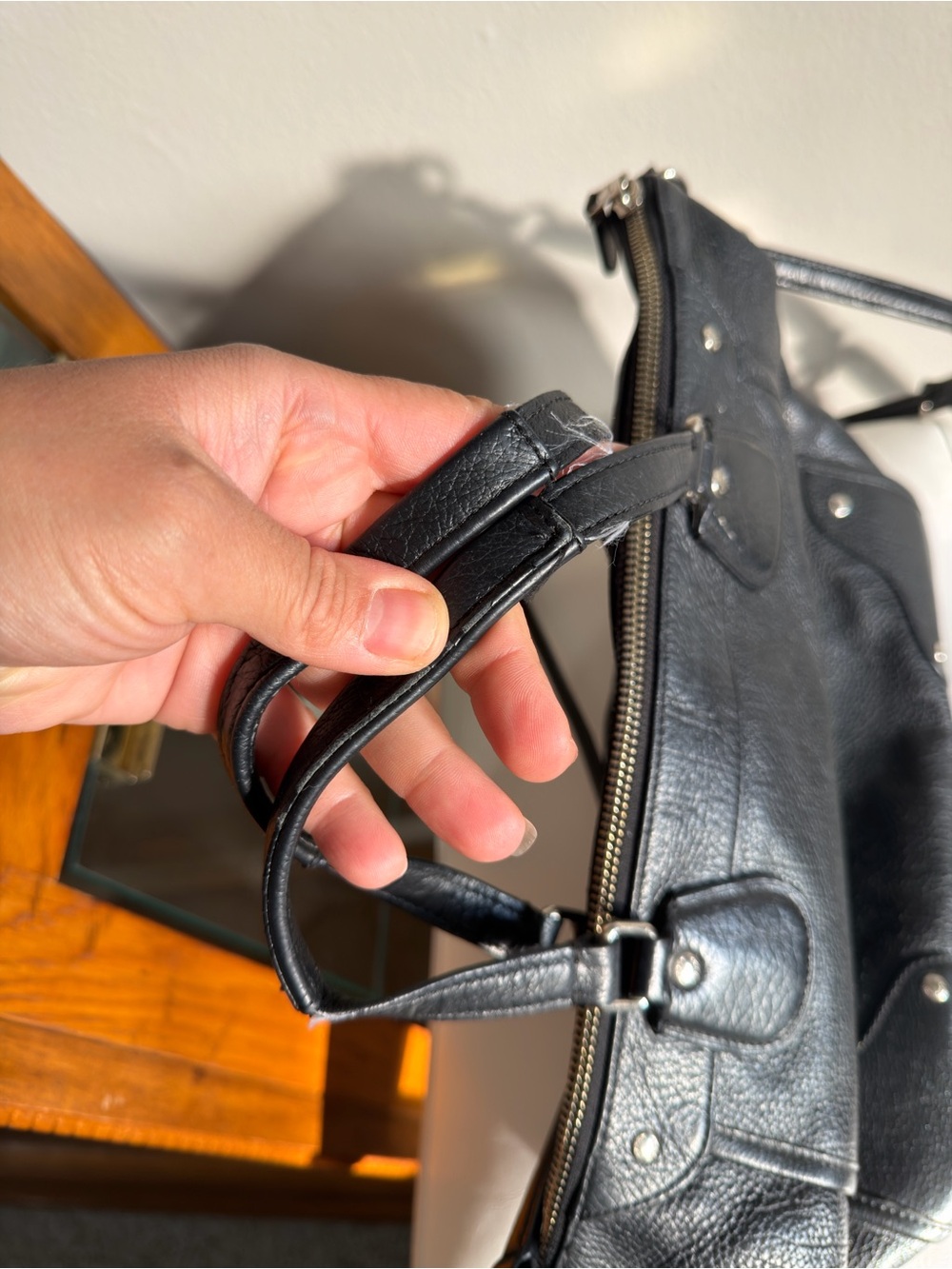 Coach Black Pebbled Leather Tote with Removable Strap - Picture 5 of 8